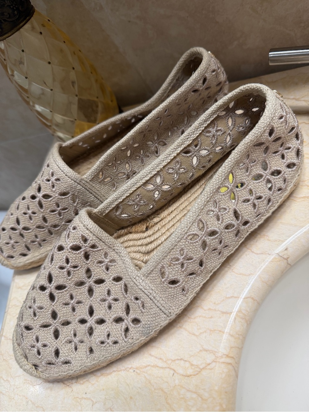 Michael Kors Taupe Laser-Cut Espadrille Slip-Ons